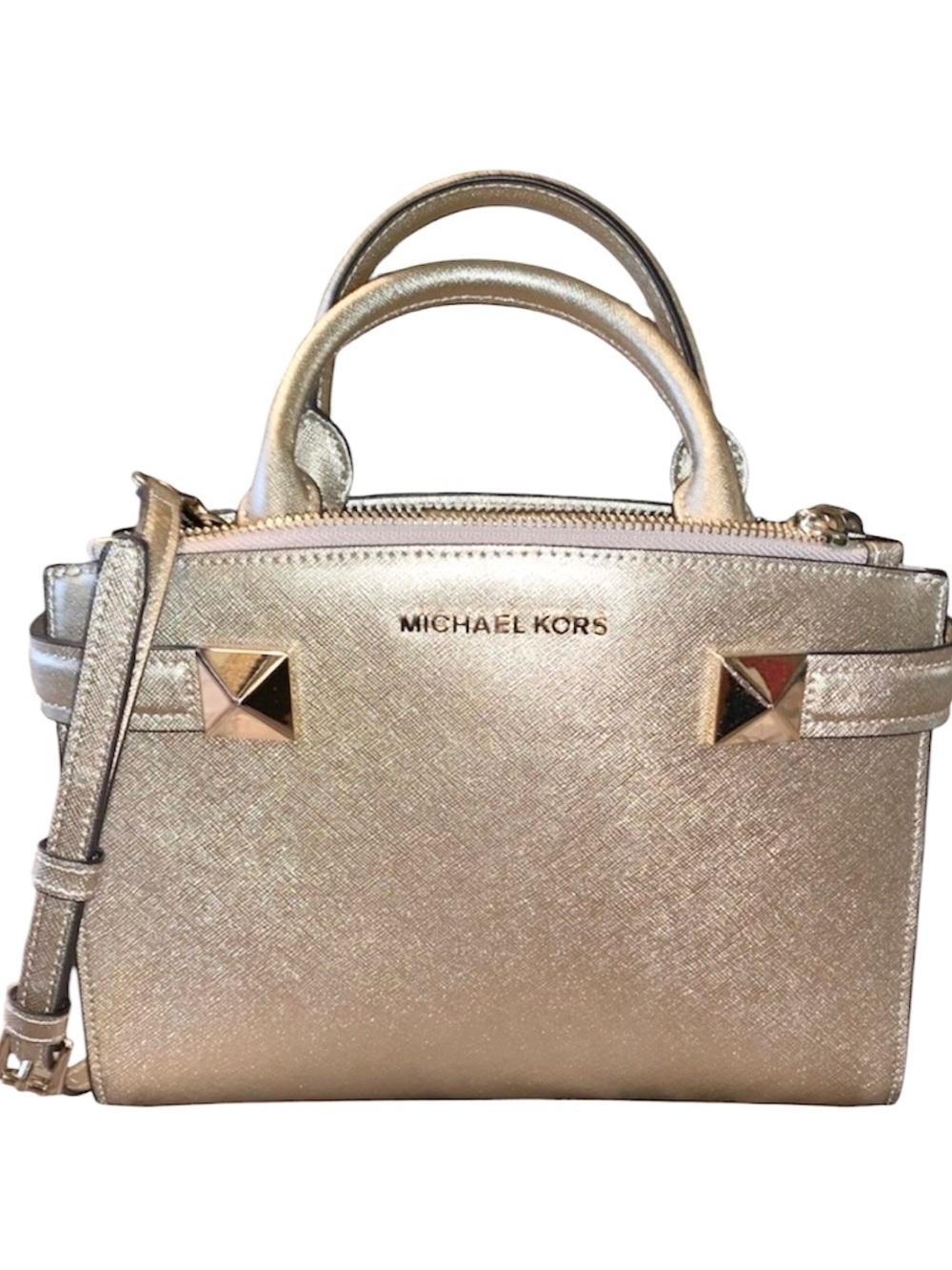 Michael Kors Karla Gold Leather Large Satchel, MSRP $350